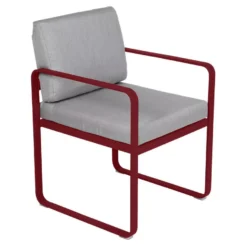 Fermob Bellevie Dining Armchair Tuinstoel Kussen Flannelgrijs Chili