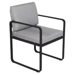 Fermob Bellevie Dining Armchair Tuinstoel Kussen Flannelgrijs Liquorice