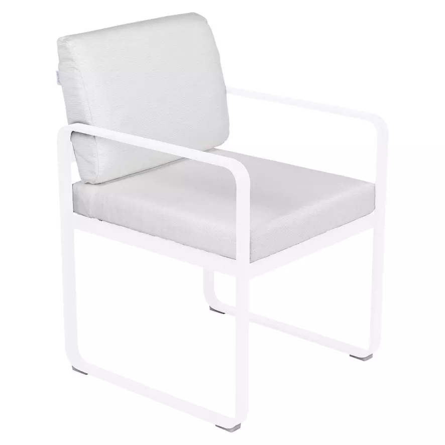 Fermob Bellevie Dining Armchair Tuinstoel Kussen Wit Lapilli Grey 4 Fermob Bellevie Dining Armchair Tuinstoel Kussen Wit Lapilli Grey - Afbeelding 2