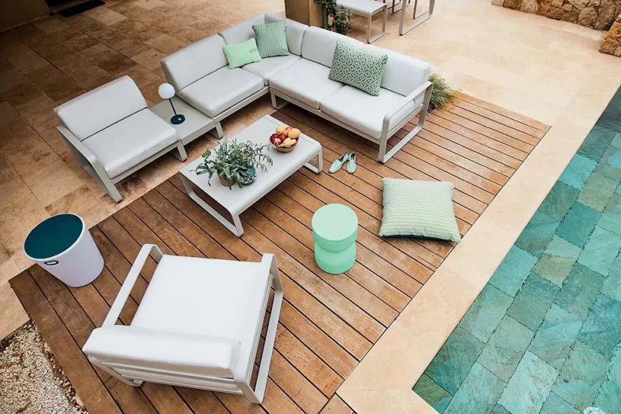 Fermob Bellevie 3 Zits Loungebank Kussen Wit Red Ochre 13 Fermob Bellevie 3 Zits Loungebank Kussen Wit Red Ochre - Afbeelding 11