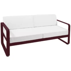 Fermob Bellevie 2-zits Loungebank Kussen Wit Black Cherry