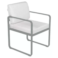 Fermob Bellevie Dining Armchair Tuinstoel Kussen Wit Lapilli Grey