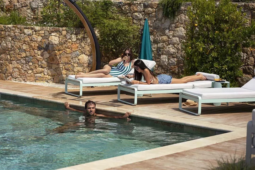 Fermob Bellevie Ligbed Kussen Wit Acapulco Blue 6 Fermob Bellevie Ligbed Kussen Wit Acapulco Blue - Afbeelding 4