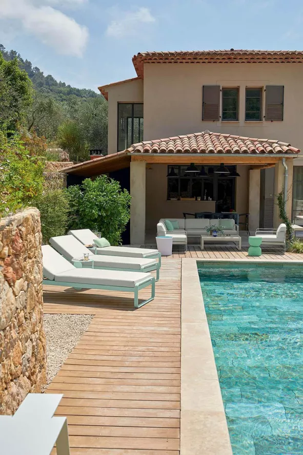 Fermob Bellevie Ligbed Kussen Wit Acapulco Blue 10 Fermob Bellevie Ligbed Kussen Wit Acapulco Blue - Afbeelding 8