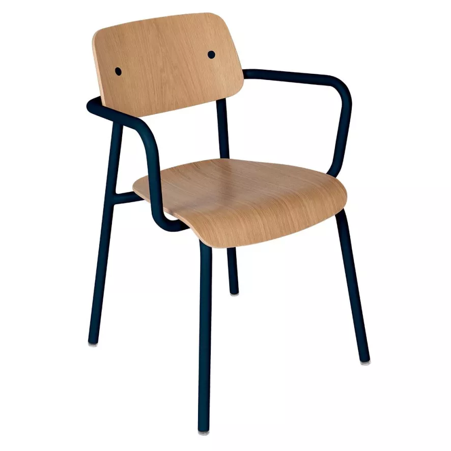 Fermob Studie Eetkamerstoel Met Arm Eiken Indoor Deep Blue 3 Fermob Studie Eetkamerstoel Met Arm Eiken Indoor Deep Blue