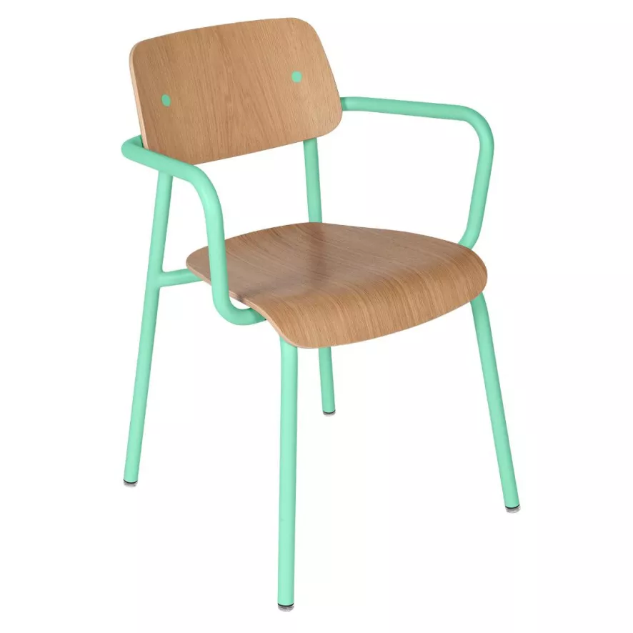 Fermob Studie Eetkamerstoel Met Arm Eiken Indoor Opaline Green 3 Fermob Studie Eetkamerstoel Met Arm Eiken Indoor Opaline Green