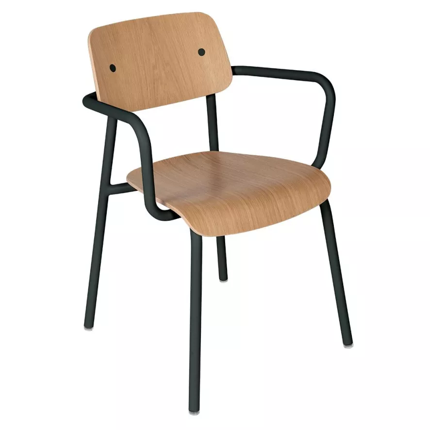 Fermob Studie Eetkamerstoel Met Arm Eiken Indoor Anthracite 3 Fermob Studie Eetkamerstoel Met Arm Eiken Indoor Anthracite